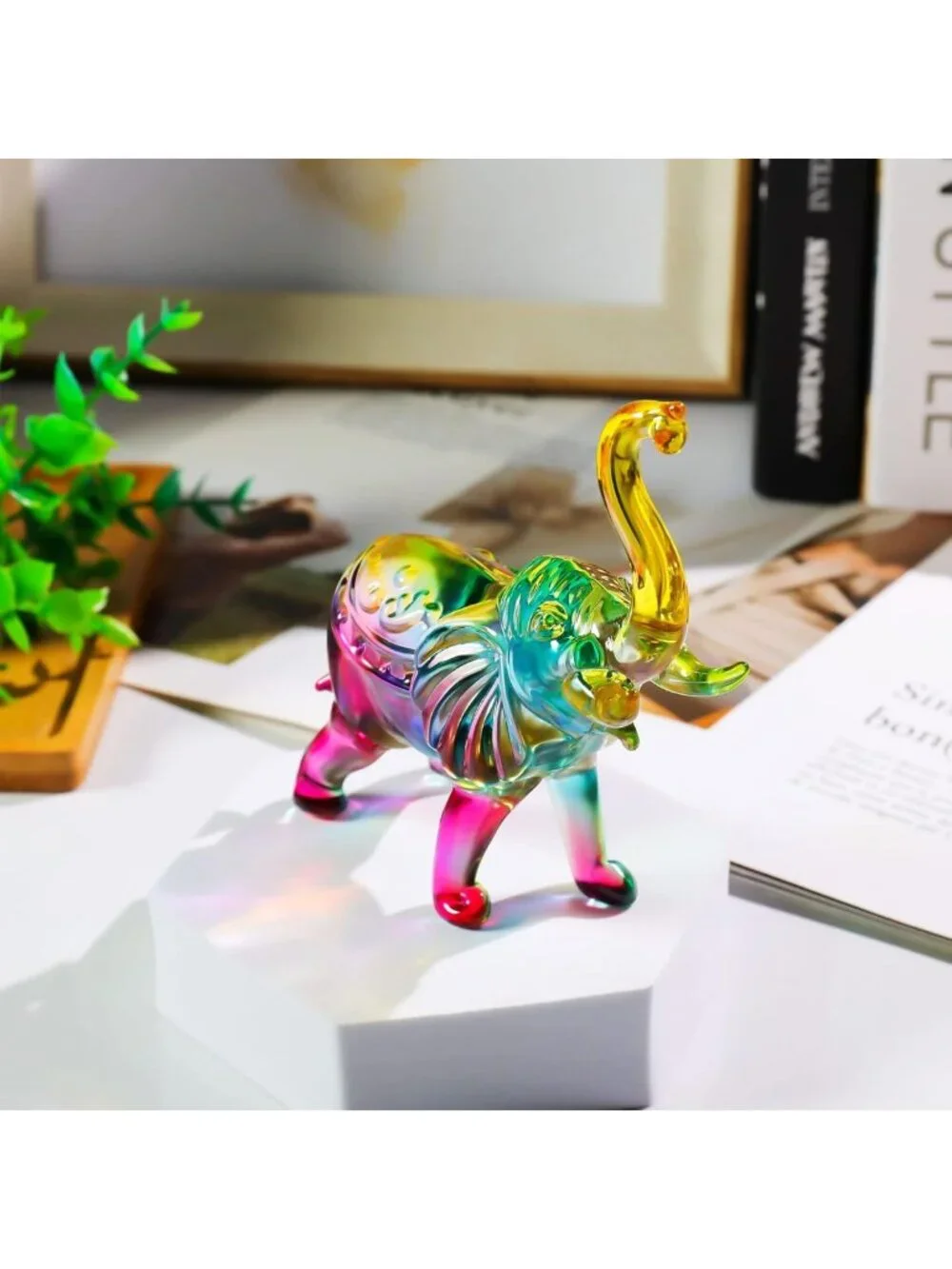 Handmade Colorful Crystal Elephant Figurine - Unique Gift for Elephant Lovers